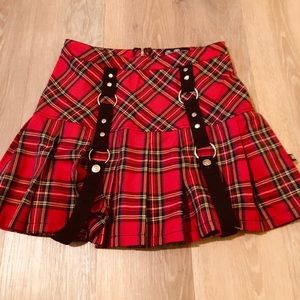 Royal bones red plaid skirt Small goth punk scene